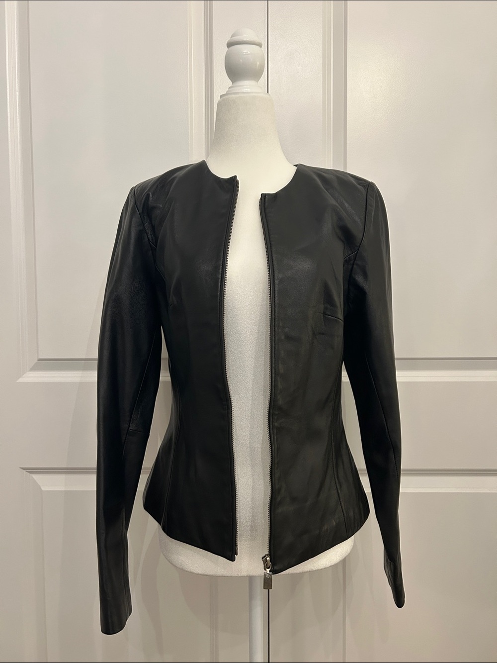 Bagatelle Black Leather Zip-Front Jacket